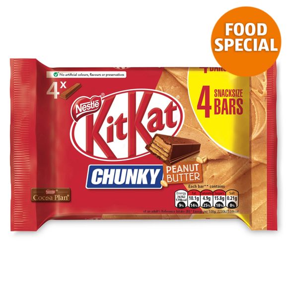 Kit Kat Chunky Peanut Butter Chocolate Bar Multipack 34g 4 X 34g